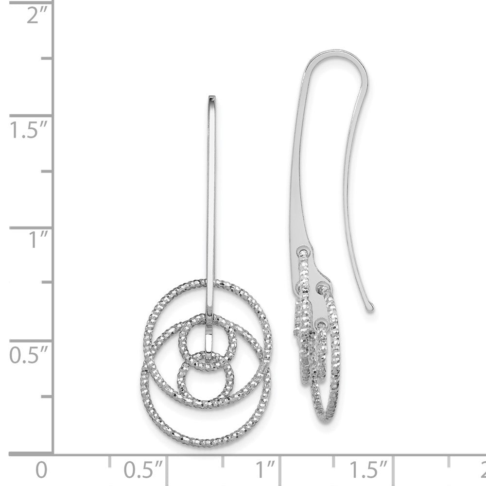 Rhodium-plated Sterling Silver Dangle Diamond-cut Circles Dangle Earrings