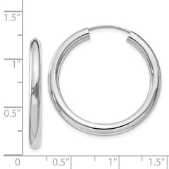 Rhodium-plated Sterling Silver 3x30mm Endless Tube Hoop Earrings
