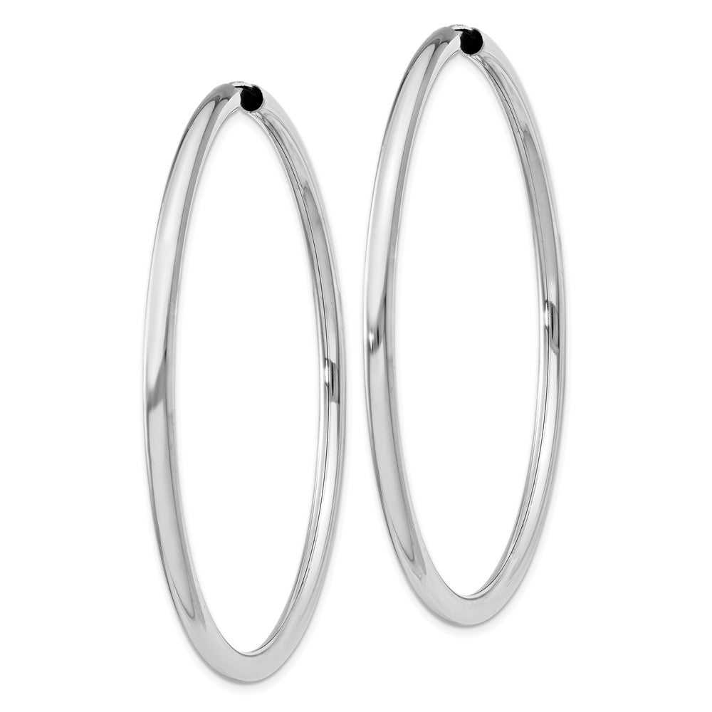 Rhodium-plated Sterling Silver 3x60mm Endless Tube Hoop Earrings