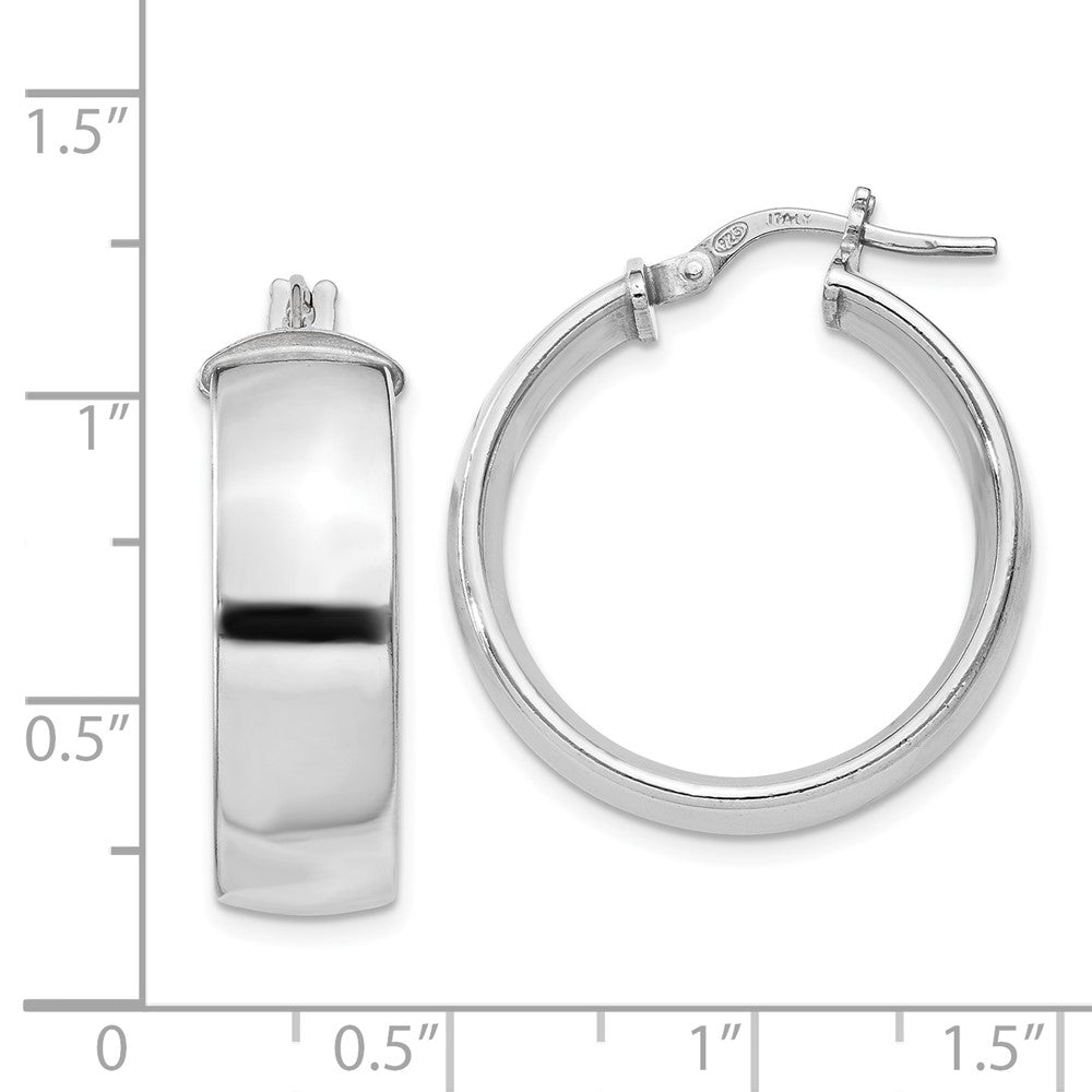 Rhodium-plated Sterling Silver 7.5x25mm Hoop Earrings