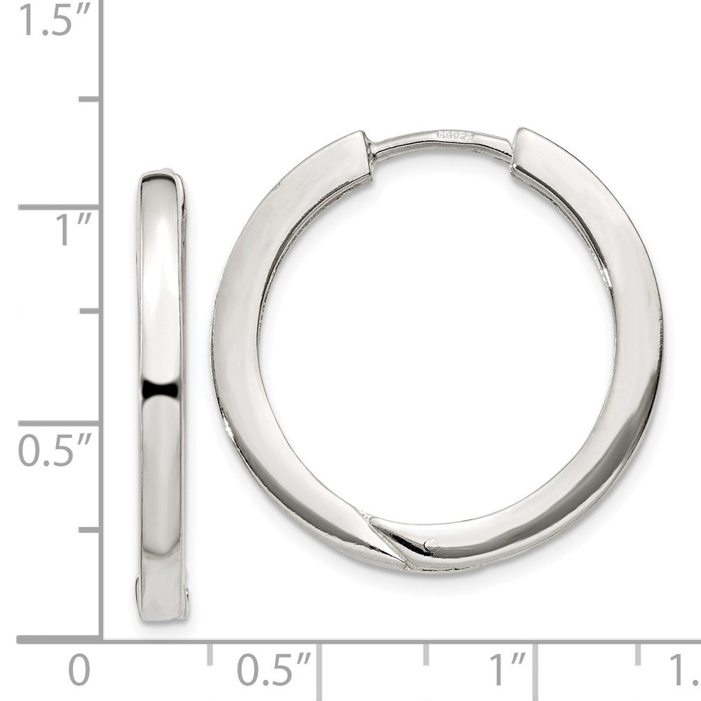 Sterling Silver 2.5x25mm Hinged Hoop Earrings