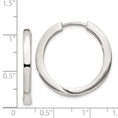 Sterling Silver 2.5x25mm Hinged Hoop Earrings
