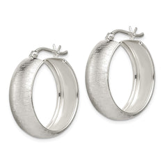 Sterling Silver Polished Laser-cut 8.5x25mm Hoop Earrings