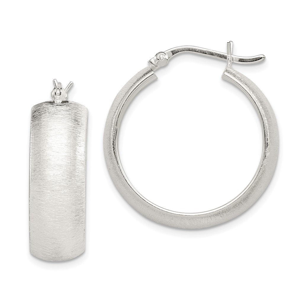 Sterling Silver Polished Laser-cut 8.5x25mm Hoop Earrings