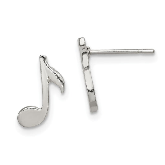 Sterling Silver Musical Note Mini Post Earrings