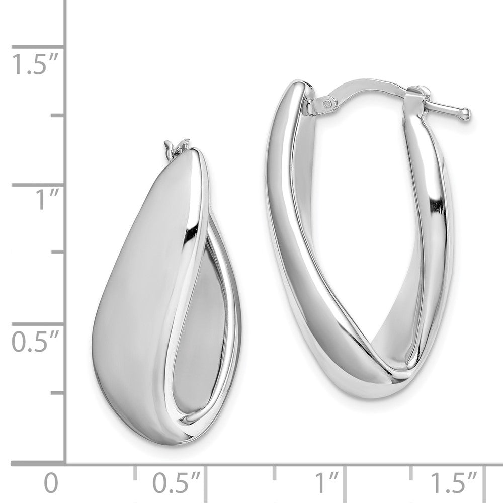 Rhodium-plated Silver Polished Twist Hollow Hoop Earrings