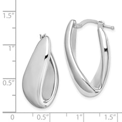 Rhodium-plated Silver Polished Twist Hollow Hoop Earrings