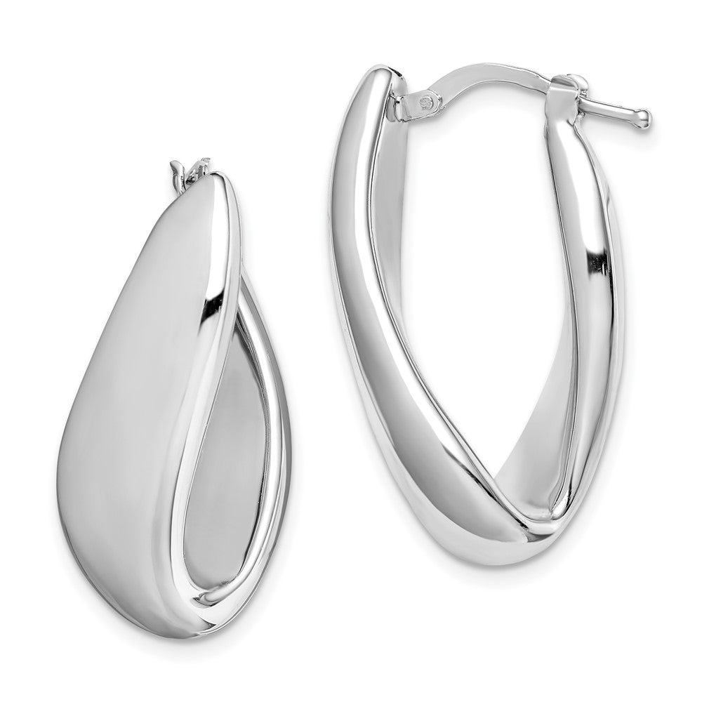 Rhodium-plated Silver Polished Twist Hollow Hoop Earrings