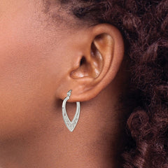 Sterling Silver Polished Filigree Hinged Hoop Earrings