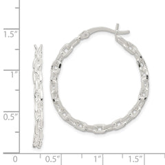 Sterling Silver Polished Cable Chain 3x30mm Hoop Earrings