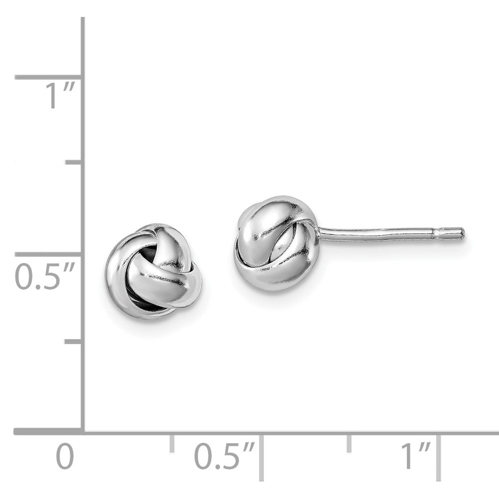 Rhodium-plated Sterling Silver Love Knot Post Earrings