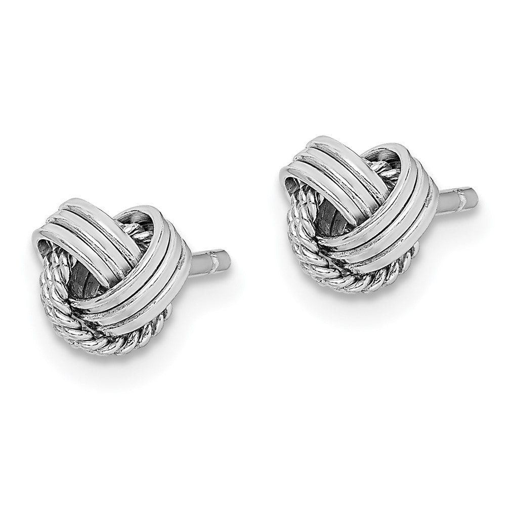 Rhodium-plated Sterling Silver Triple Knot Rope Post Earrings