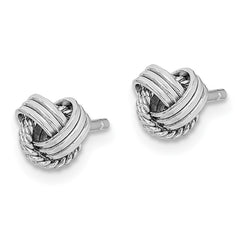 Rhodium-plated Sterling Silver Triple Knot Rope Post Earrings