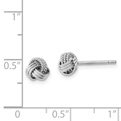 Rhodium-plated Sterling Silver Triple Knot Rope Post Earrings