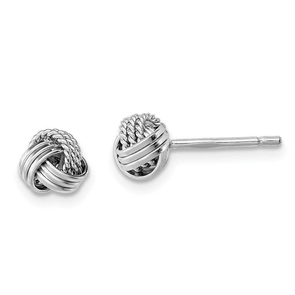 Rhodium-plated Sterling Silver Triple Knot Rope Post Earrings