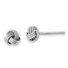 Rhodium-plated Sterling Silver Triple Knot Rope Post Earrings