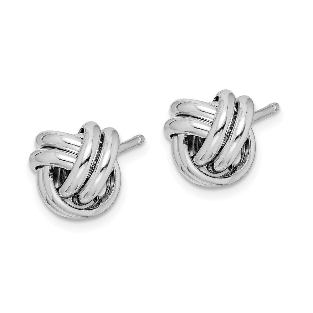 Rhodium-plated Sterling Silver Double Knot Post Earrings