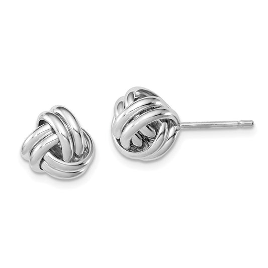 Rhodium-plated Sterling Silver Double Knot Post Earrings