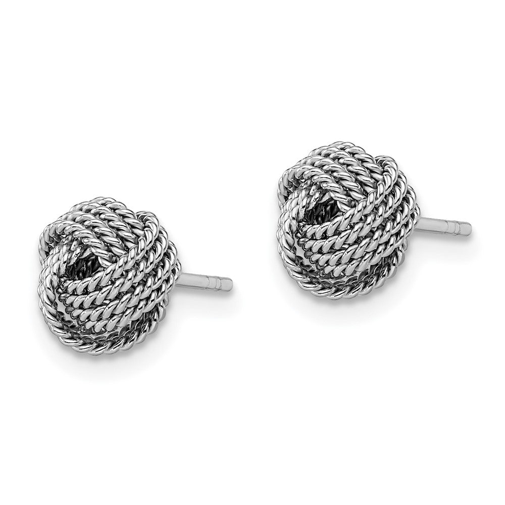Rhodium-plated Sterling Silver Rope Knot Post Earrings