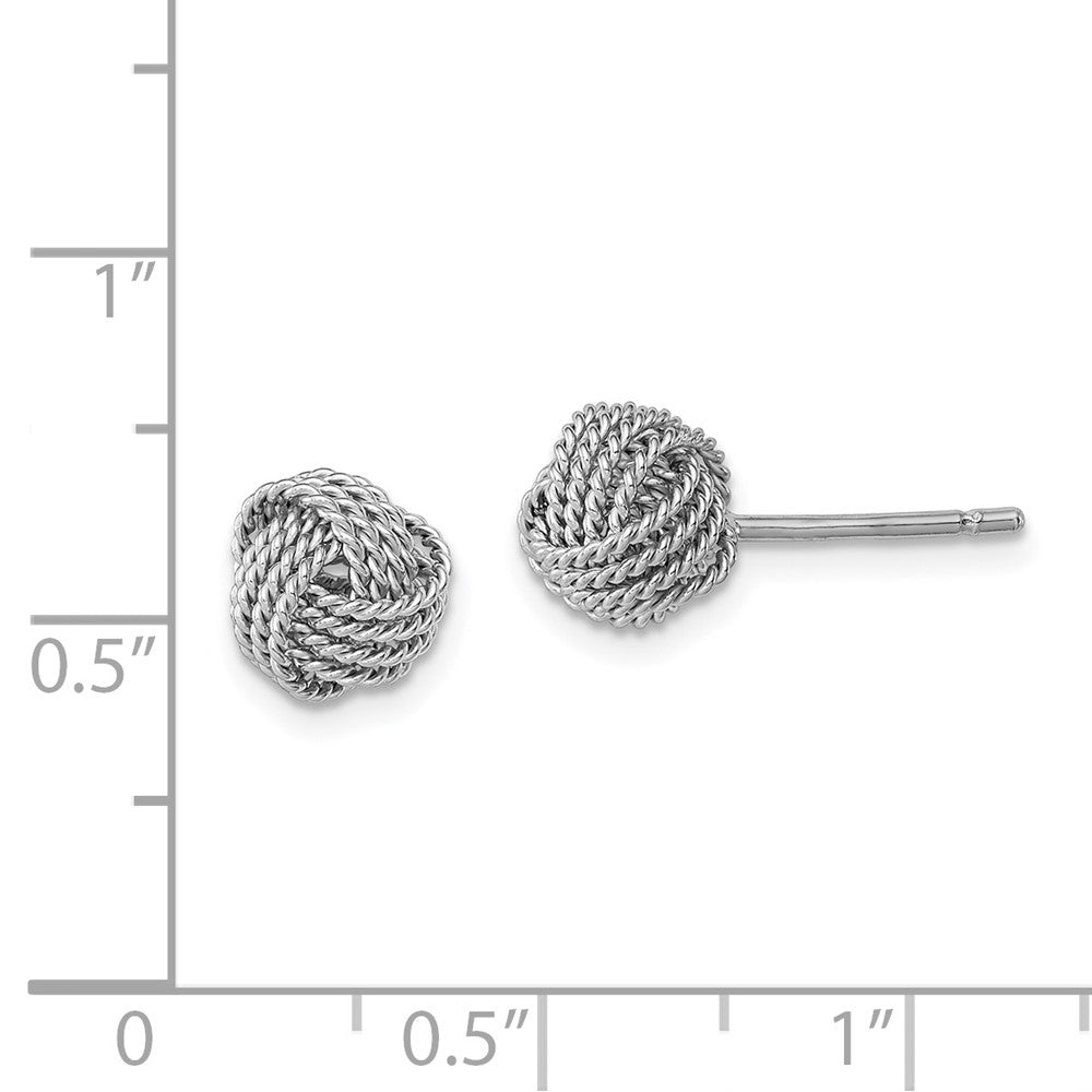 Rhodium-plated Sterling Silver Rope Knot Post Earrings