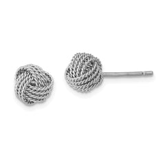 Rhodium-plated Sterling Silver Rope Knot Post Earrings