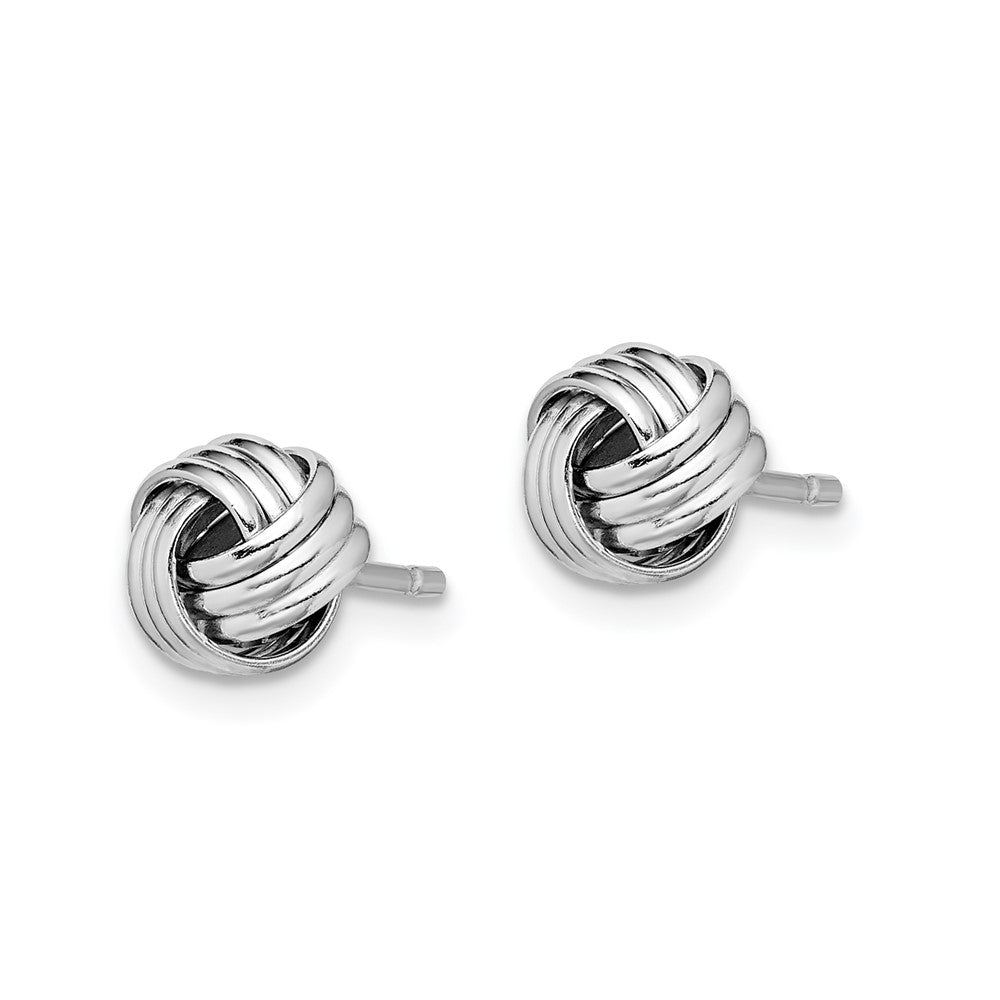 Rhodium-plated Sterling Silver Triple Knot Post Earrings