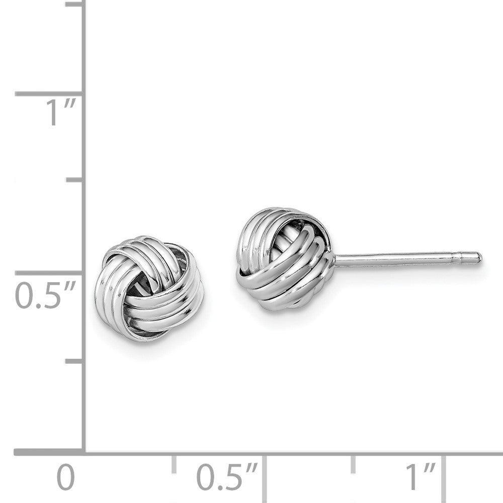 Rhodium-plated Sterling Silver Triple Knot Post Earrings