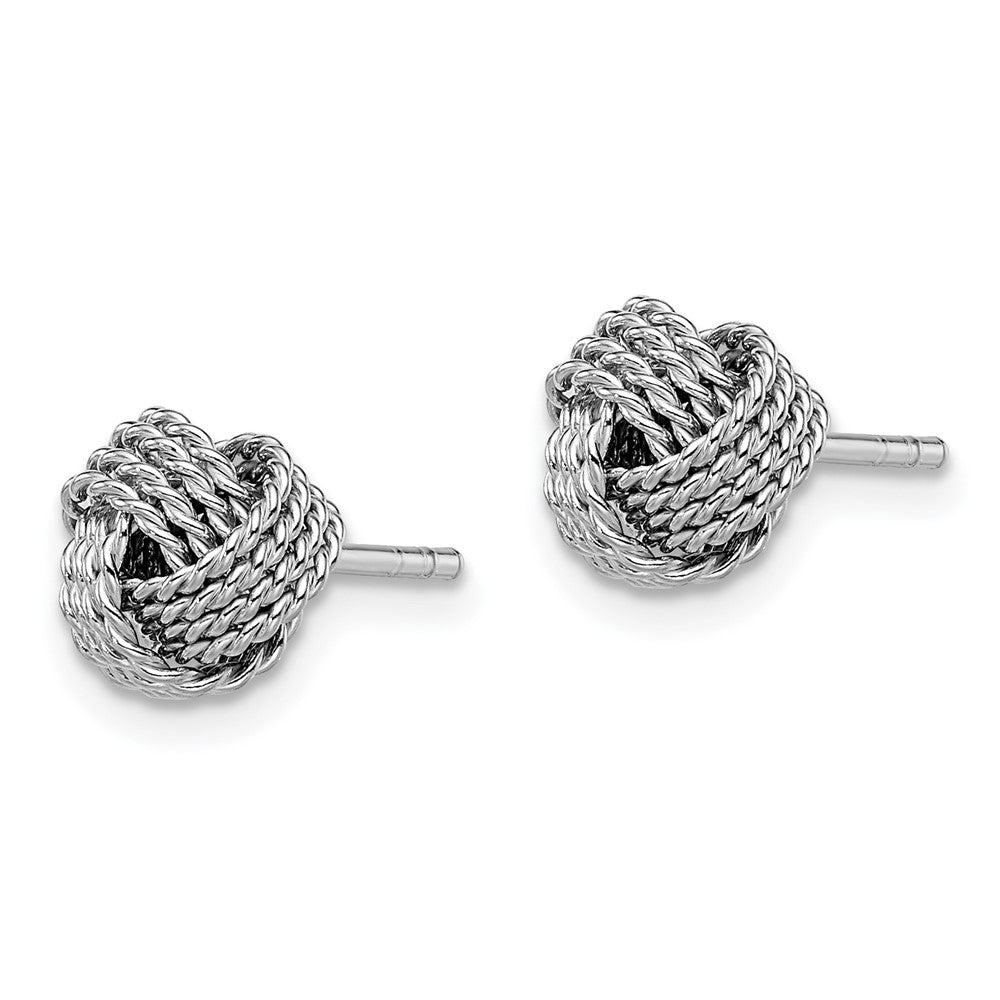 Rhodium-plated Sterling Silver Polished and Twisted Knot Earrings
