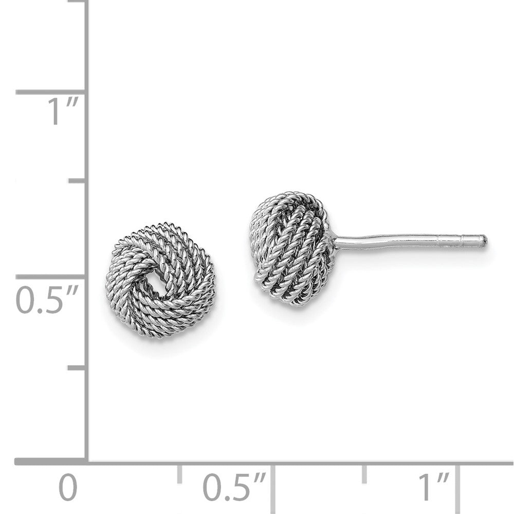 Rhodium-plated Sterling Silver Polished and Twisted Knot Earrings