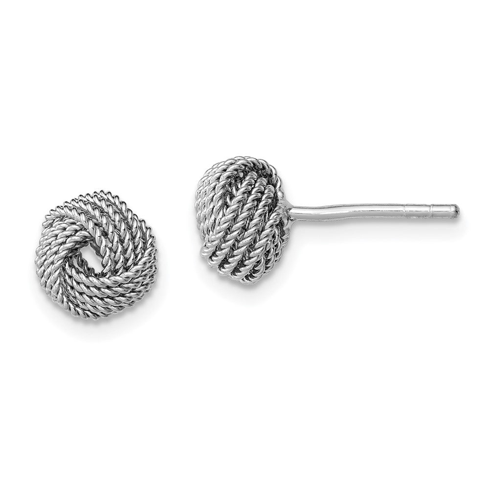 Rhodium-plated Sterling Silver Polished and Twisted Knot Earrings