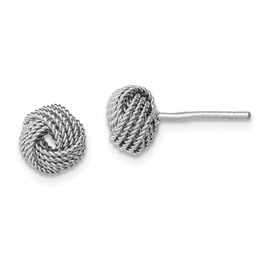Rhodium-plated Sterling Silver Polished and Twisted Knot Earrings