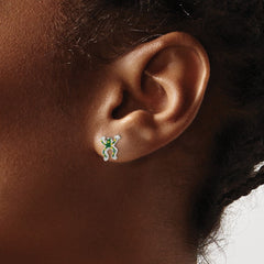 Sterling Silver Polished Enamel Frog Post Earrings