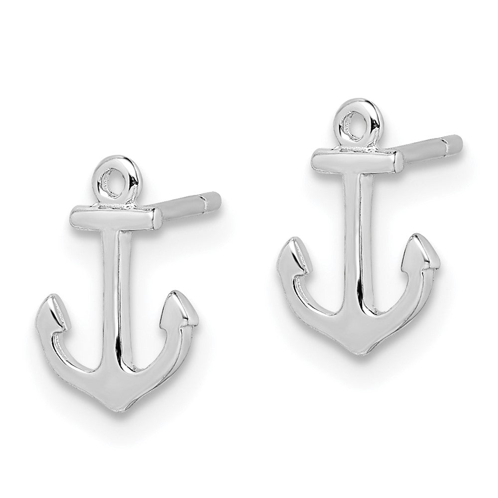 Rhodium-plated Sterling Silver Anchor Post Earrings