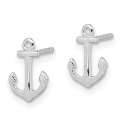 Rhodium-plated Sterling Silver Anchor Post Earrings