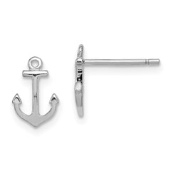 Rhodium-plated Sterling Silver Anchor Post Earrings