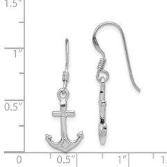 Rhodium-plated Sterling Silver Anchor Dangle Earrings