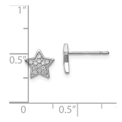 Rhodium-plated Sterling Silver CZ Star Post Earrings