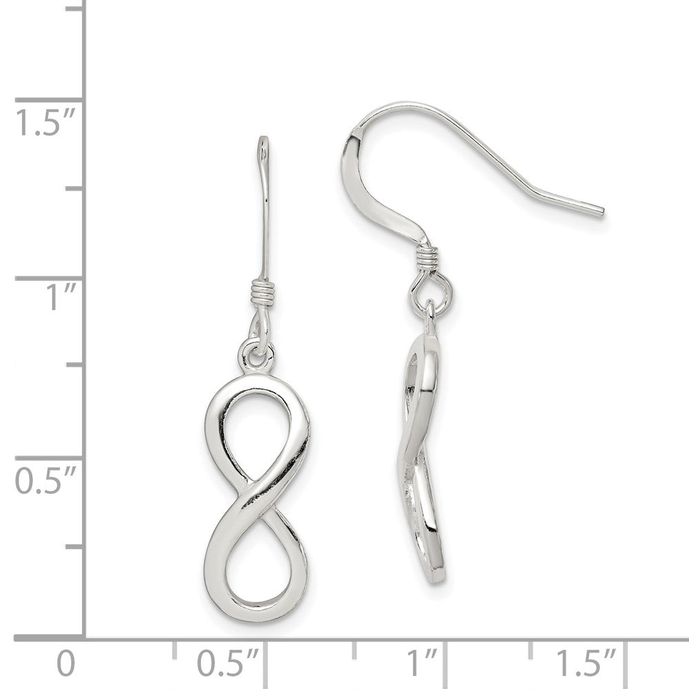 Sterling Silver Polished Infinity Symbol Shepherd Hook Earrings