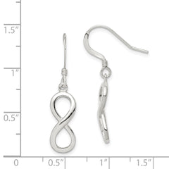 Sterling Silver Polished Infinity Symbol Shepherd Hook Earrings