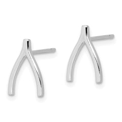 Rhodium-plated Sterling Silver Wishbone Post Earrings