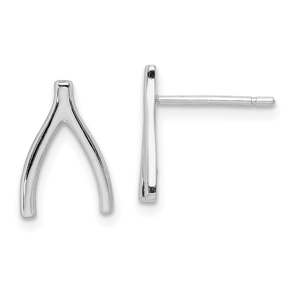 Rhodium-plated Sterling Silver Wishbone Post Earrings