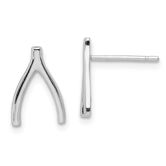 Rhodium-plated Sterling Silver Wishbone Post Earrings