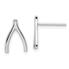 Rhodium-plated Sterling Silver Wishbone Post Earrings