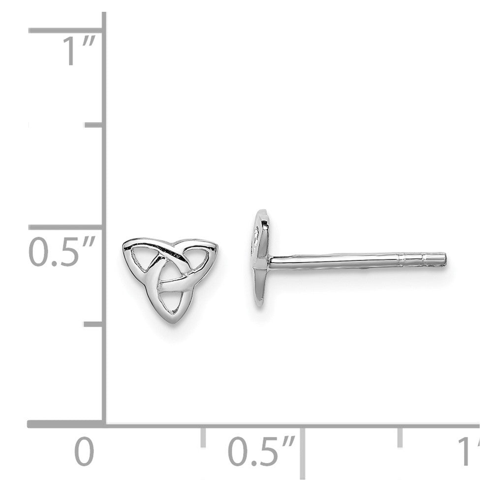 Rhodium-plated Sterling Silver Polished Celtic Knot Post Earrings