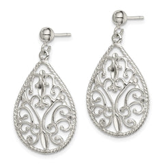 Sterling Silver Polished Diamond-cut Post Earrings