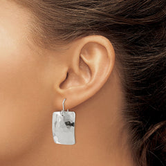 Sterling Silver Polished Hammered Square Shepherd Hook Earrings