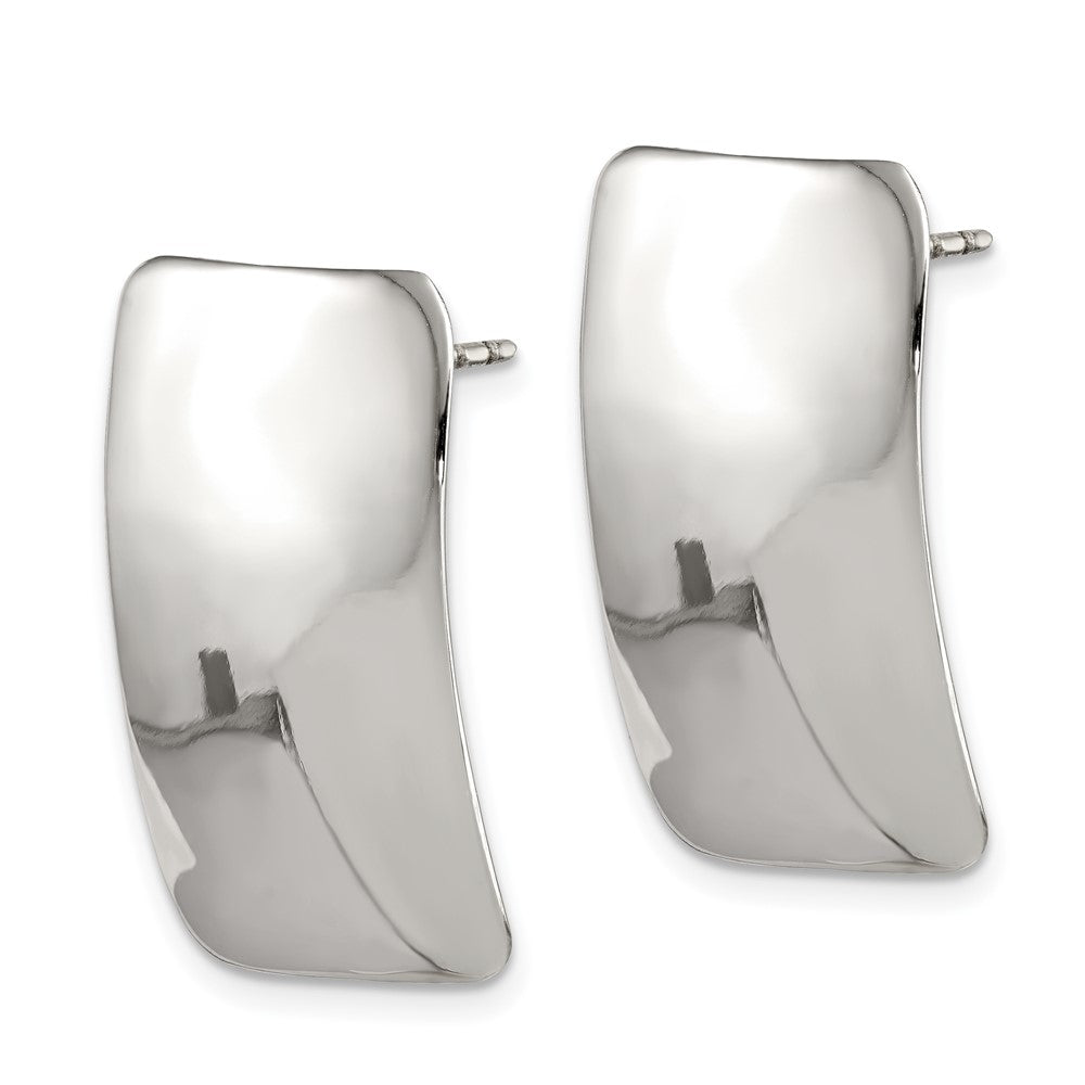Sterling Silver Polished Plain Rectangle Post Earrings