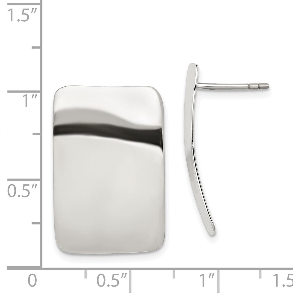 Sterling Silver Polished Plain Rectangle Post Earrings