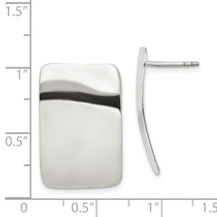 Sterling Silver Polished Plain Rectangle Post Earrings