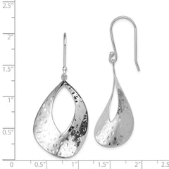 Rhodium-plated Sterling Silver Polished Textured Dangle Earrings